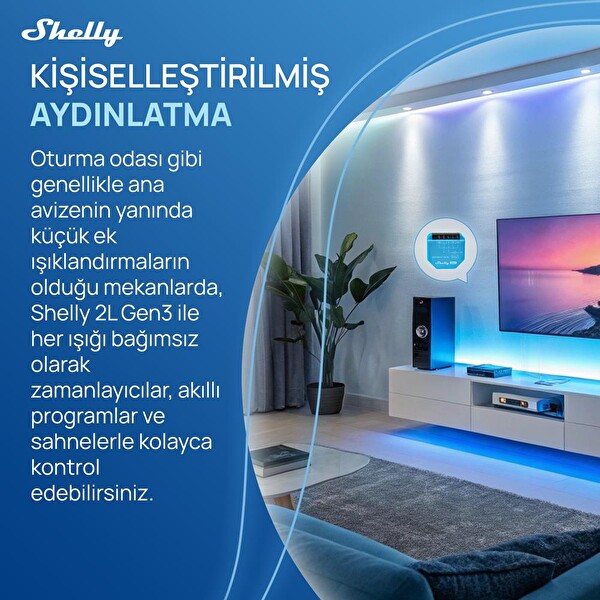 Shelly 2L Gen3 Nötrsüz 2 Kanallı Akıllı Röle
