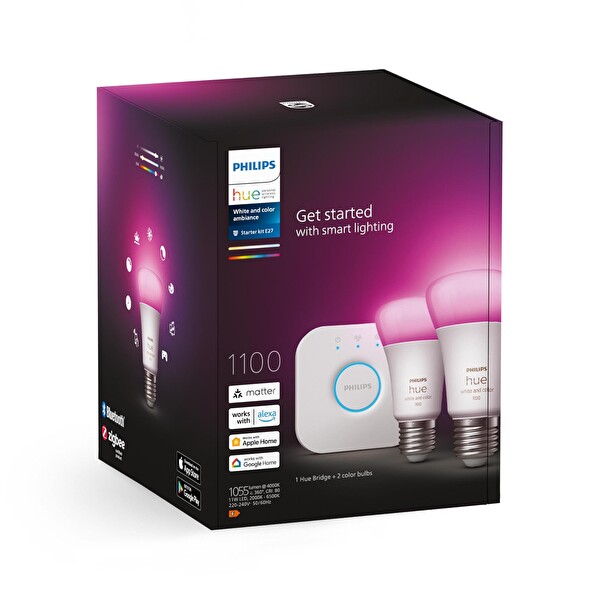 Philips HueWCA 9W E27 Renkli Akıllı Ampul 2'li Başlangıç Seti