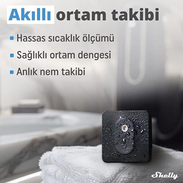 Shelly BLU H&T Siyah Bluetooth Sıcaklık ve Nem Sensörü