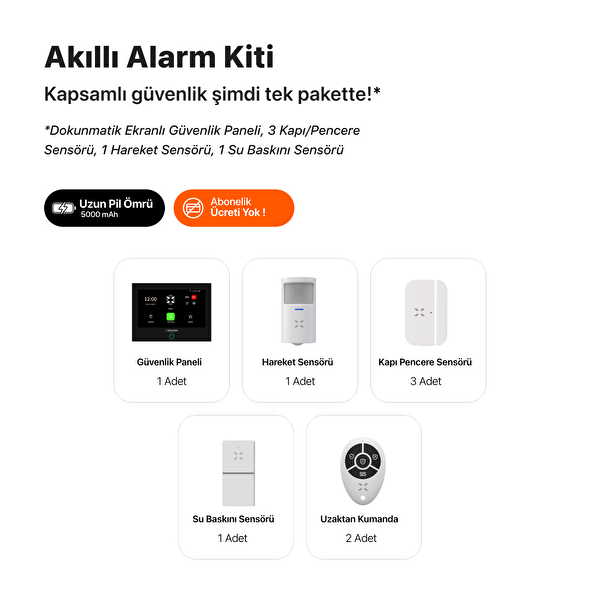 Xenon Smart Akıllı Alarm Güvenlik Kiti Dokunmatik Ekran Uzaktan Kumanda Kapı Pencere Hareket Sensörü X7570