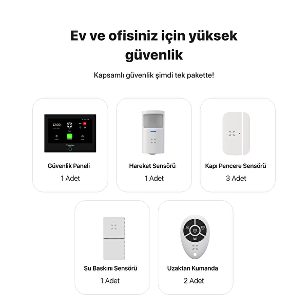 Xenon Smart Akıllı Alarm Güvenlik Kiti Dokunmatik Ekran Uzaktan Kumanda Kapı Pencere Hareket Sensörü X7570