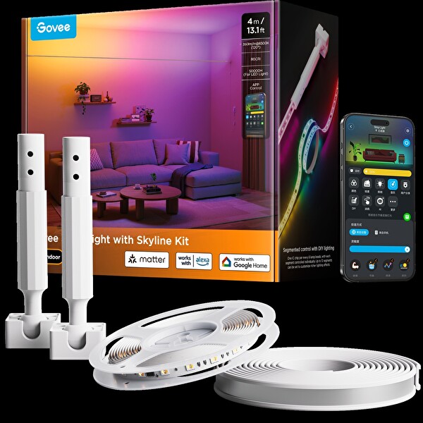 Govee RGBICWW Skyline Duvarlar Arası Kesilebilir LED Şerit - 4 Metre - H61B83H1