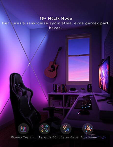 Govee RGBICWW Skyline Duvarlar Arası Kesilebilir LED Şerit - 4 Metre - H61B83H1