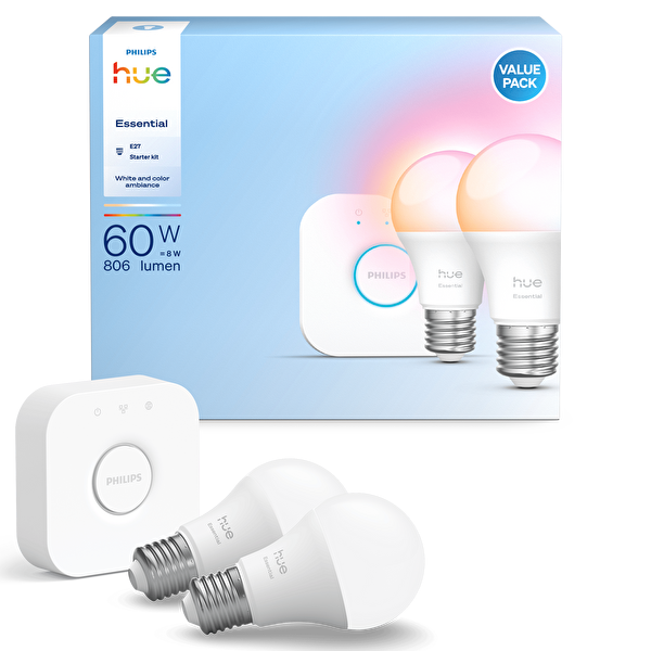 Philips Hue Essential 2'li E27 806 Lümen Akıllı Ampül Başlangıç Seti