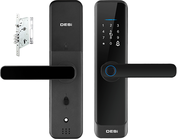 Desi QUiC Q015 IOS Android Uyumlu - Parmak İzi -Tuş Takımı - Kart Okuyucu Akıllı Kilit ve Kale Otomatik Kilitlenen Mekanik Kilit