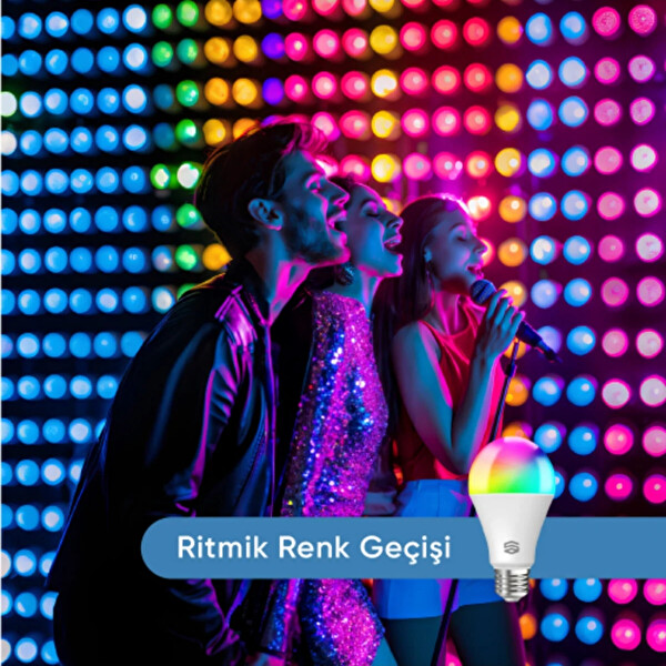 Şımart Akıllı Ampul Wi-Fi RGB 1100 Lümen Yüksek Parlaklık Uygulama Kontrollü