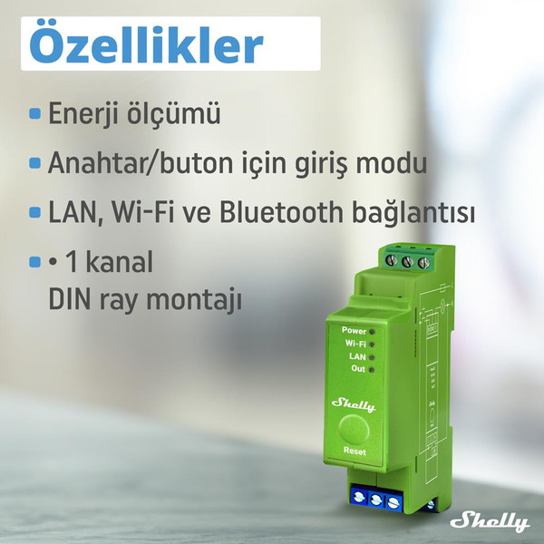 Shelly Pro Dimmer 1PM DIN Ray 1 Kanal Enerji Ölçümlü Akıllı Dimmer