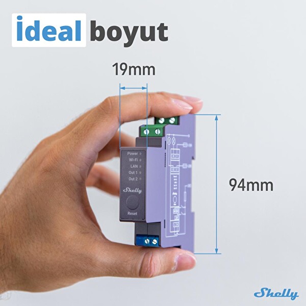Shelly Pro 2 DIN Ray 2 Kanal Akıllı Röle