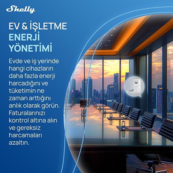 Shelly 3EM-63W Gen3 Akıllı 3 Faz Enerji Ölçer