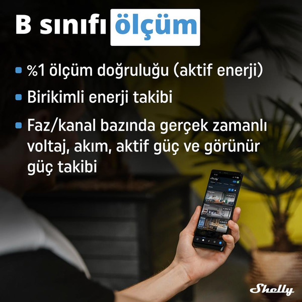 Shelly Pro 3EM 3CT 63 DIN Ray Akıllı 3 Faz Enerji Ölçer