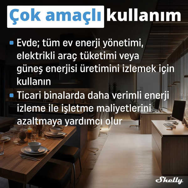Shelly Pro 3EM 3CT 63 DIN Ray Akıllı 3 Faz Enerji Ölçer