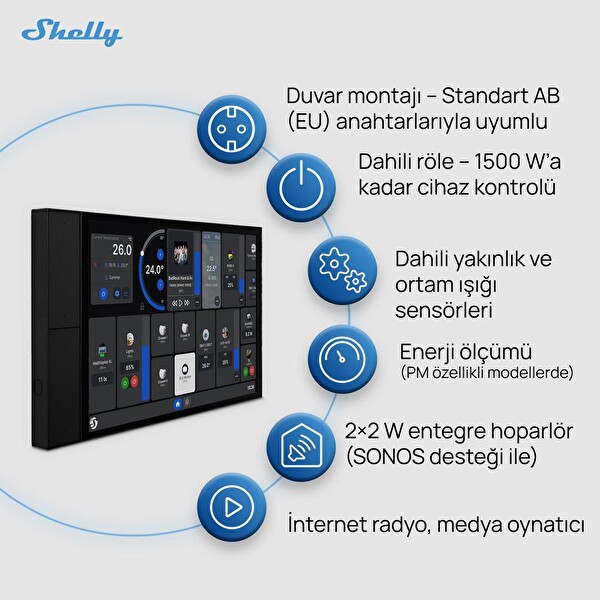 Shelly Wall Display XL Akıllı Ev Kontrol Paneli