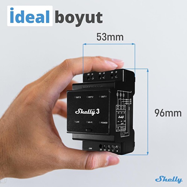 Shelly Pro 3 DIN Ray 3 Kanal Akıllı Röle