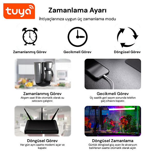 Yeco SP-16 Akıllı Priz Wifi Uyumlu Telefonla Kontrol 16A Akım Korumalı Enerji İzleme 1 Adet