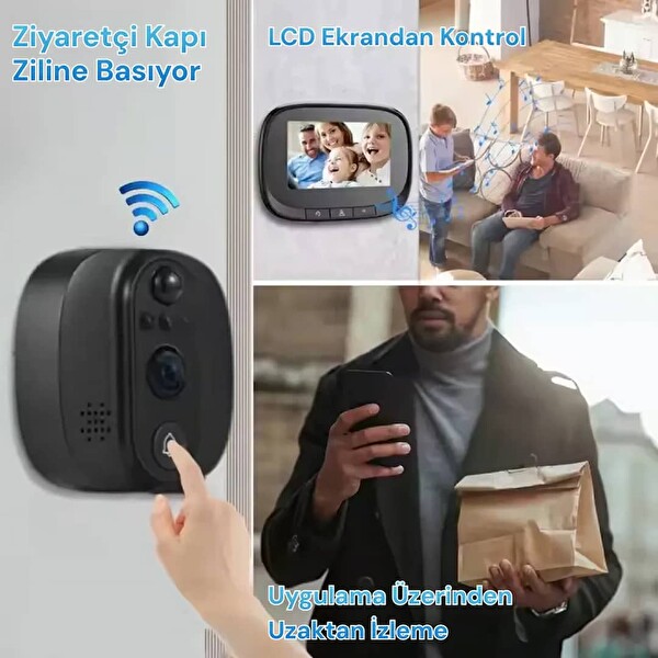 Yeco PD-10 Akıllı Görüntülü Kapı Zili Kablosuz Tuya Uyumlu 1080P Güvenlik Kameralı Zil