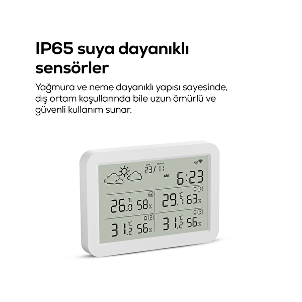 Xenon Smart 4 Bölge Takipli İç-Dış Mekan WiFi Akıllı İklim Sensörü Monitörlü Dijital Termometre X7510