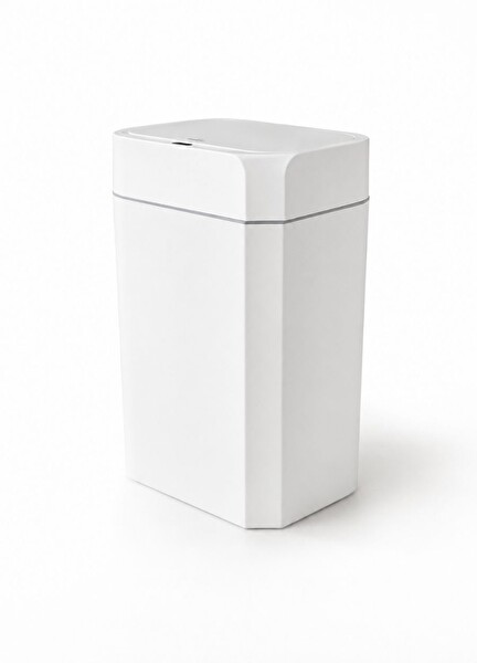 Sensörlü Akıllı Çöp Kovası 18 L - Pilli Otomatik Mutfak Banyo Çöp Kutusu Beyaz 40 cm