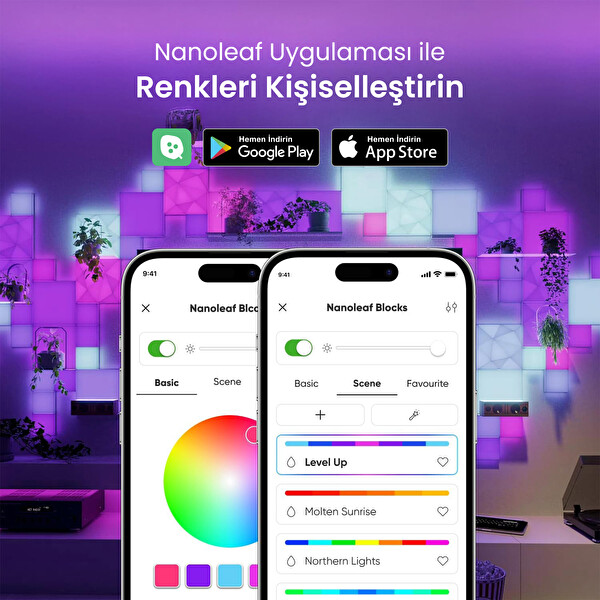 Nanoleaf Canvas Kare Blok Akıllı RGBW LED Duvar Paneli Başlangıç Paketi 10'lu