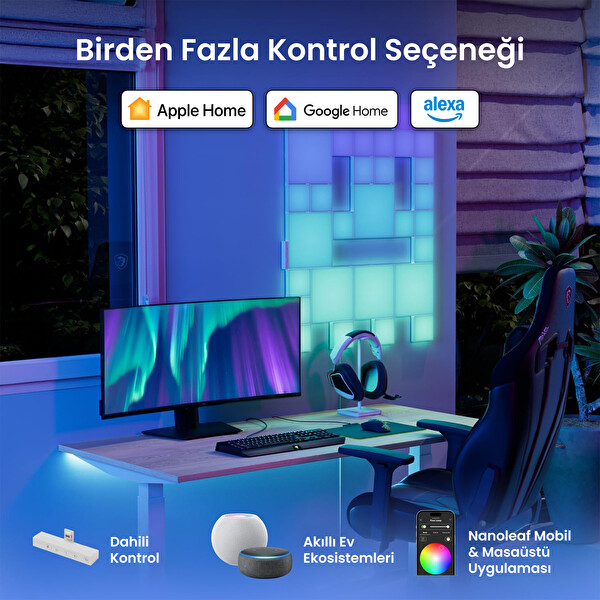 Nanoleaf Canvas Kare Blok Akıllı RGBW LED Duvar Paneli Genişletme Paketi 2'li