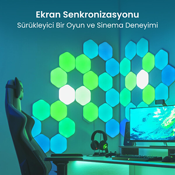 Nanoleaf Shapes Altıgen Akıllı RGBW LED Duvar Paneli Genişletme Paketi 3'lü Beyaz - Apple Home Destekli