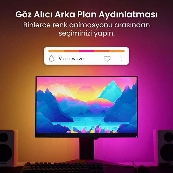 Nanoleaf 4D Monitör Arkası Akıllı RGB LED Işık Şeridi 2.5 M - USB Girişli PC Aydınlatması