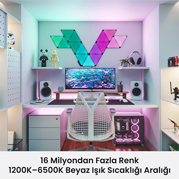 Nanoleaf Shapes Akıllı RGBW LED Duvar Paneli Genişletme Paketi 3'lü Siyah - Apple HomeKit Destekli