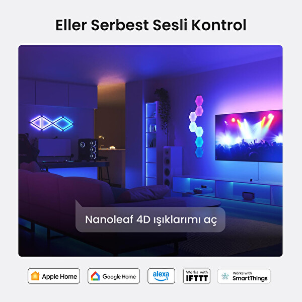 Nanoleaf 4D Ekran Senkronizasyonlu Akıllı RGB LED Şerit Aydınlatma Başlangıç Paketi 4 M - Maks 65