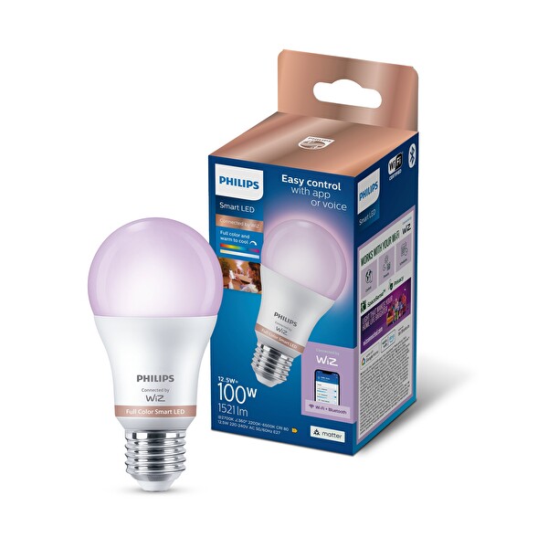 Philips Smart Lighting LED Ampul A60 E27 100W Eşdeğer RGB - Google Home Alexa HomeKit ve Matter Uyumlu
