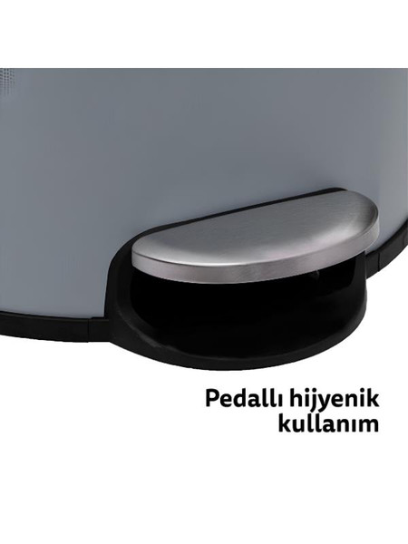 5five Bambu Metal Pedallı 30 L Gri Çöp Kovası