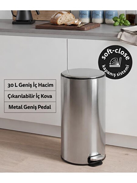 5five Delta Metal Pedallı 30 L Çelik Çöp Kovası