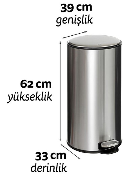 5five Delta Metal Pedallı 30 L Çelik Çöp Kovası