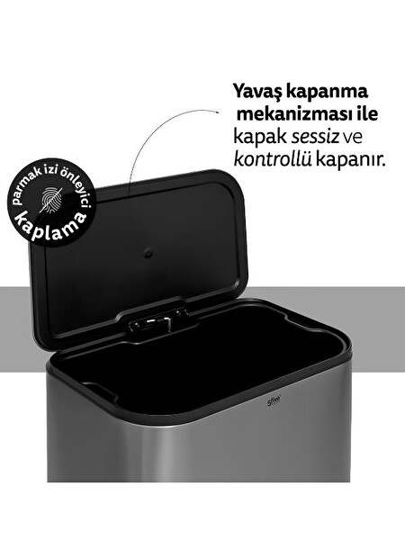5five Titan Metal Pedallı 50 L Çelik Çöp Kovası