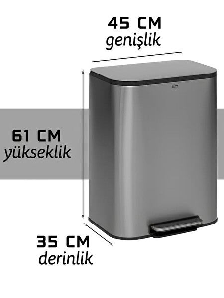 5five Titan Metal Pedallı 50 L Çelik Çöp Kovası