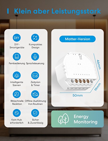 Meross Matter Akıllı Sıva Altı Röle Matter MSS815 - Apple Home Destekli