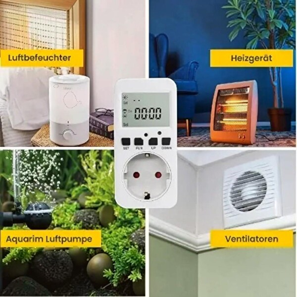 Wellhise TM08 Hassasiyet Ayarlı Fotoselli Priz - 16A 3680W Geri Sayımlı Işık Sensörü