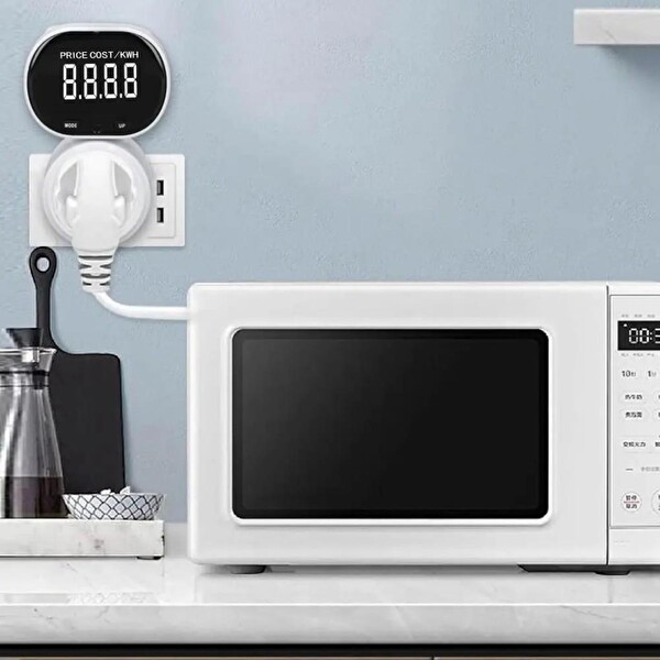 Wellhise PM005 Dönebilir VA Ekranlı Wattmetre - 16A 3680W Dijital Enerji Ölçer Priz