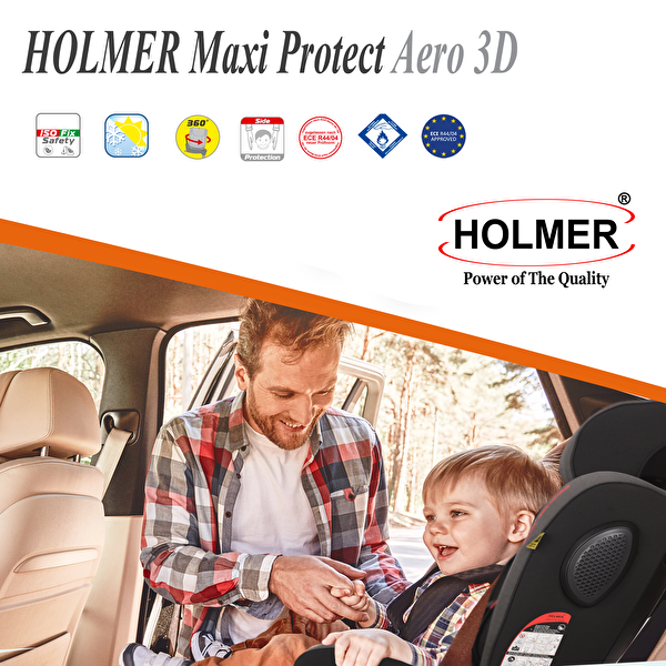 Holmer Kids Maxi Protect Aero 0-36 KG 3D 360° Dönebilir Isofix Siyah Oto Koltuğu