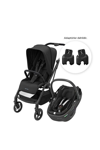 Maxi-Cosi Leona2-Coral 360 Modüler Ana Kucaklı Ultra Kompakt Çift Yönlü Seyahat Sistem Essential Siyah Bebek Arabası