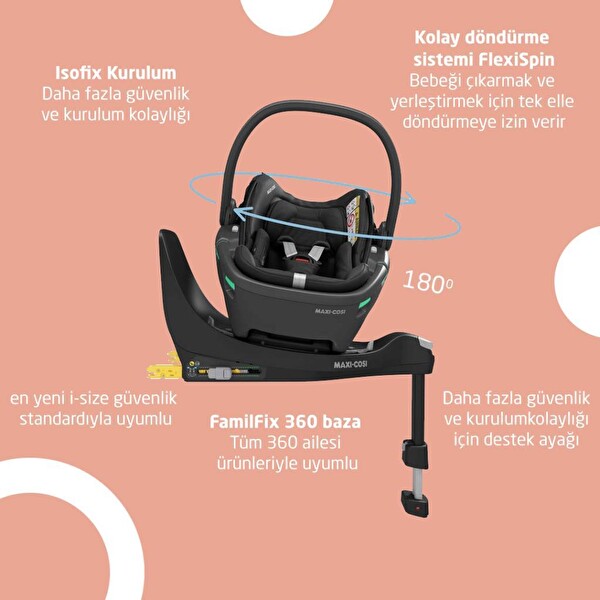 Maxi-Cosi Leona2-Coral 360 Modüler Ana Kucaklı Ultra Kompakt Çift Yönlü Seyahat Sistem Essential Siyah Bebek Arabası