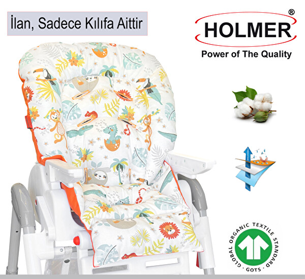 Holmer Leke Tutmaz Organik Max-T Açık Gri Mama Sandalyesi Minderi