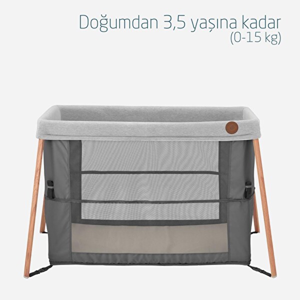 Maxi-Cosi Iris 2'si Bir Arada Beyond Graphite Eco Anne Yanı Beşik ve Taşınabilir Çift Katlı Park Yatak