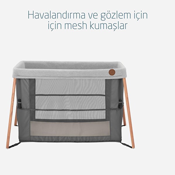 Maxi-Cosi Iris 2'si Bir Arada Beyond Graphite Eco Anne Yanı Beşik ve Taşınabilir Çift Katlı Park Yatak