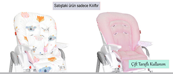 Holmer Leke Tutmaz Organik Max-T Pembe Mama Sandalyesi Minderi ve Kılıfı
