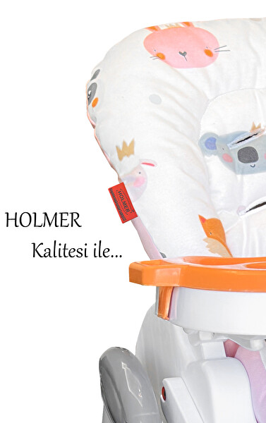 Holmer Leke Tutmaz Organik Max-T Pembe Mama Sandalyesi Minderi ve Kılıfı