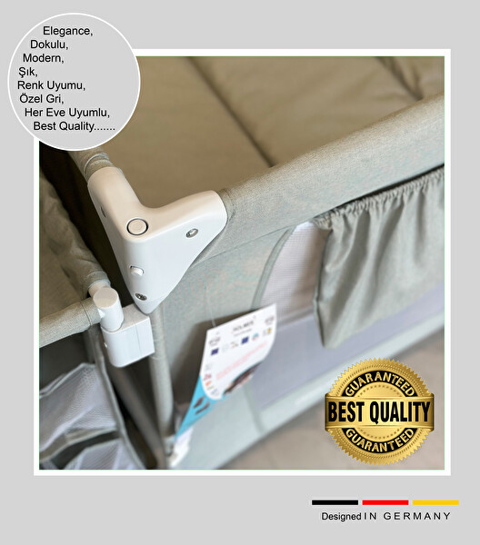 Holmer Maxi Comfort Coolstyle Deluxe Kumaş Cibinlikli Oyun Parkı-Anne Yanı 70x110 CM Açık Gri