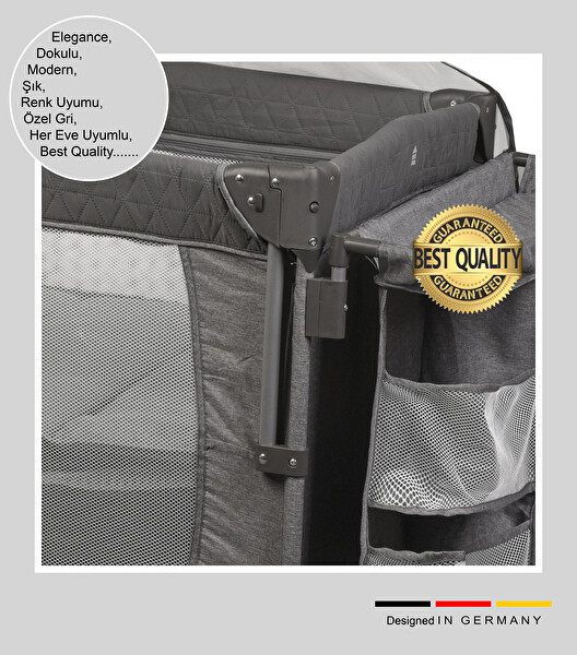 Holmer Coolstyle Cibinlikli Anne Yanı Oyun Parkı 70x110 CM Gri - Aloevera Yatak