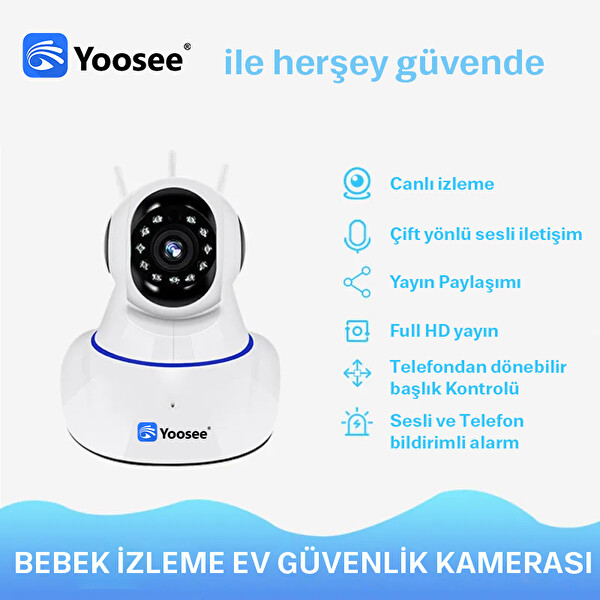 Yoosee YS-03 2MP HD 1080p 3 Antenli Bebek Bakıcı Pet ve Güvenlik Kamerası