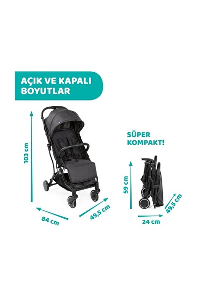 Chicco Trolley Me Stone Siyah Bebek Arabası