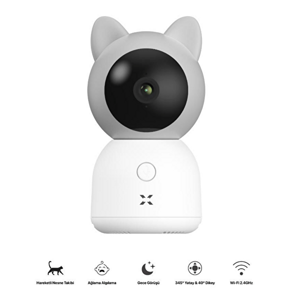 Xenon Smart Akıllı Bebek Kamerası Sıcaklık ve Nem Ölçen Ninni Çalan Çift Yönlü Ses İletişimli Bebek İzleme Monitörü X7201