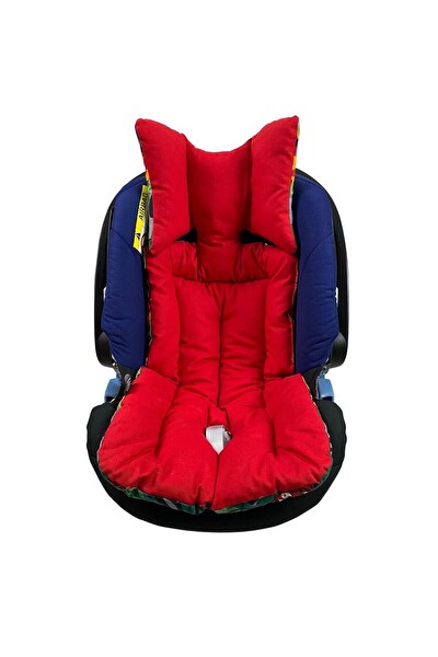 Pamuk Atölyesi Yeşil Ormanlı ve Kırmızı Bebek Arabası Minder ve Yedek Kılıf Paketi